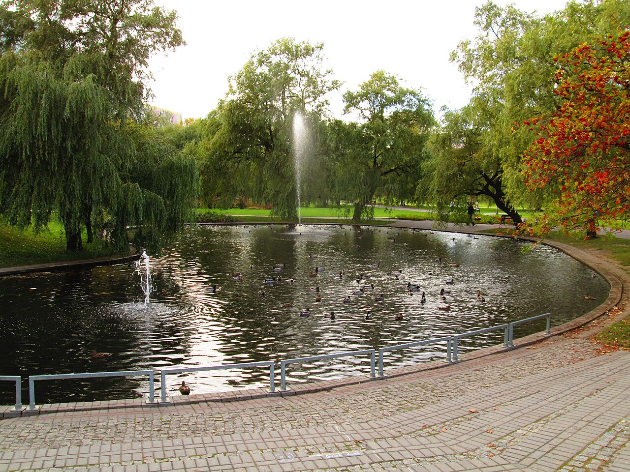 Park Kusocińskiego w Olsztynie, wrzesień 2012 roku. Archiwalne zdjęcie miejskiej zieleni w sąsiedztwie Uranii; nie przedstawia spaceru ani potwierdzonej trasy wydarzenia BWA.
